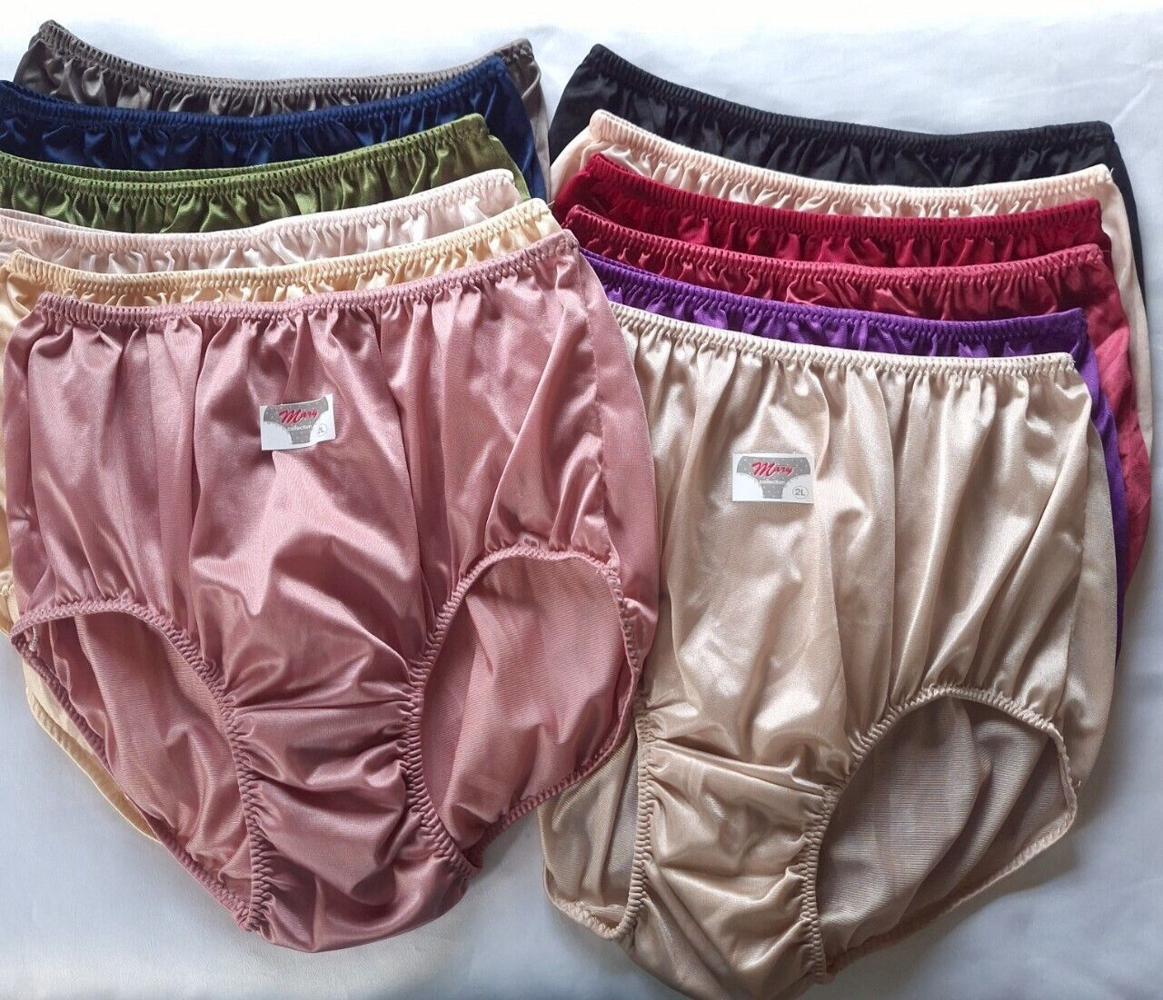 12 Granny Panties Plus Underwear Woman Soft Silky Nylon Briefs High Waist40″-45″