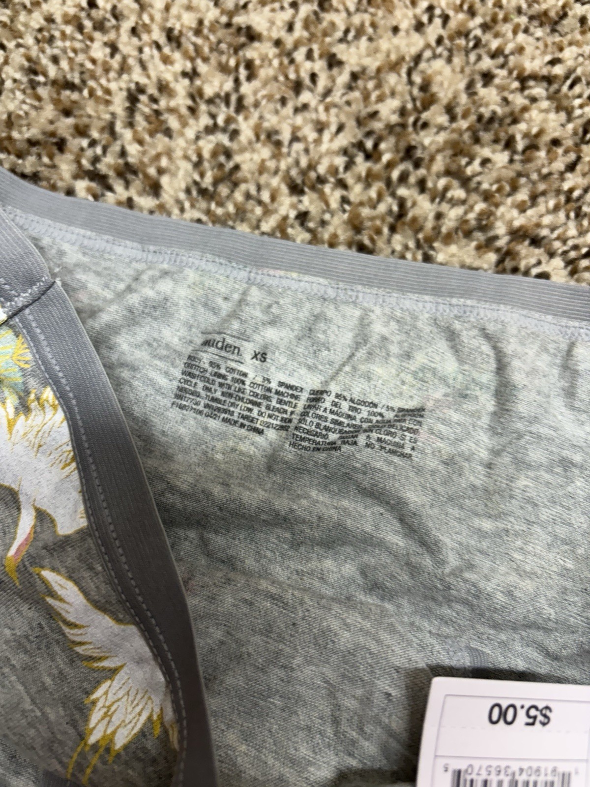 Auden Gray/Multi-Color Cotton Blend Bikini Panty. Size: XS.