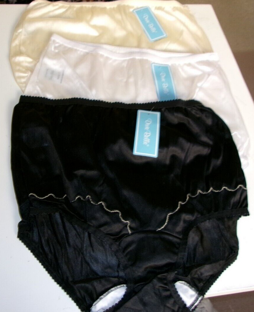 3 Dixie Belle by Velrose Full cut Briefs Style 719 White Black and Beige Size 7