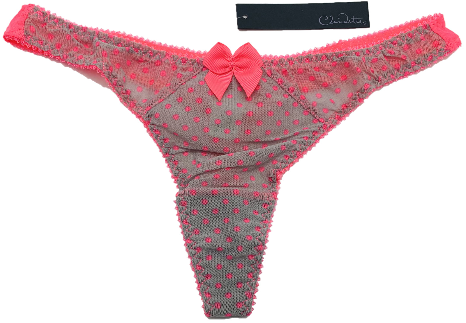 Claudette Dessous Women’s Intimate Bikini Thong Underwear Hot Coral Polka Dot M