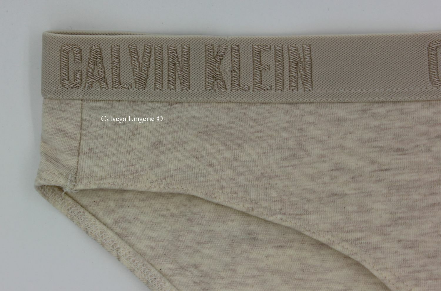 NWT Calvin Klein QP1999 “Logo” Mid-Rise Cotton Bikini, Beige Melange
