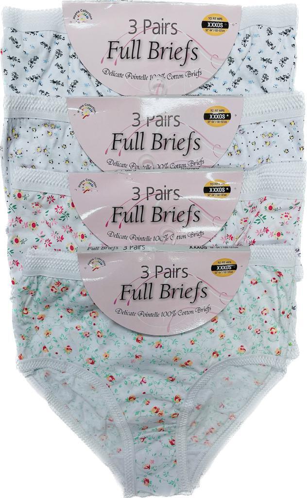 6/12 Pack Ladies Briefs Maxi, 100% Cotton Full Comfort Fit Underwear, Size 10-24