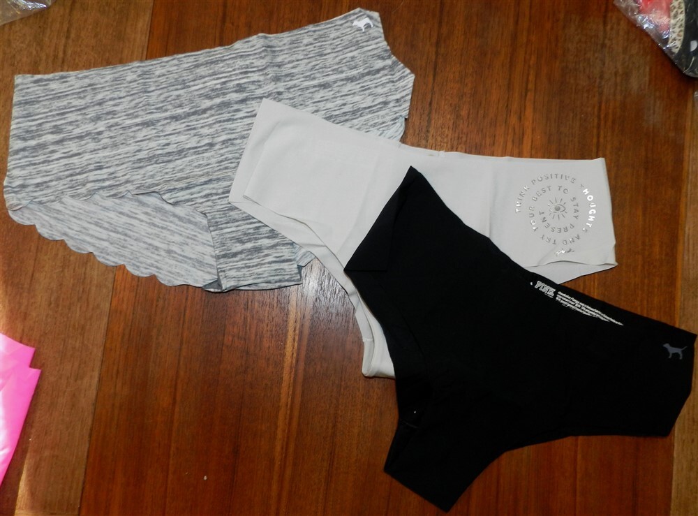 Panty Set 3pr Cheeksters Hipsters Blk Beige Victorias Secret PINK sz Medium New