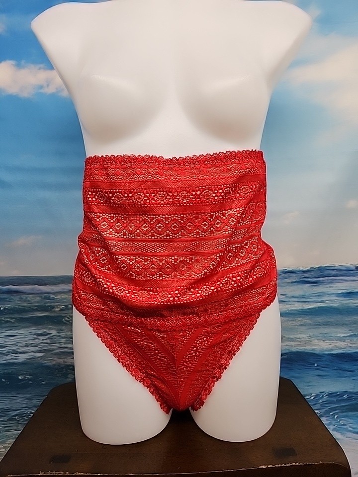 Nwt – Popilush Shapewear Panties High-waisted Underwear Lace Thong Red- ,XXL