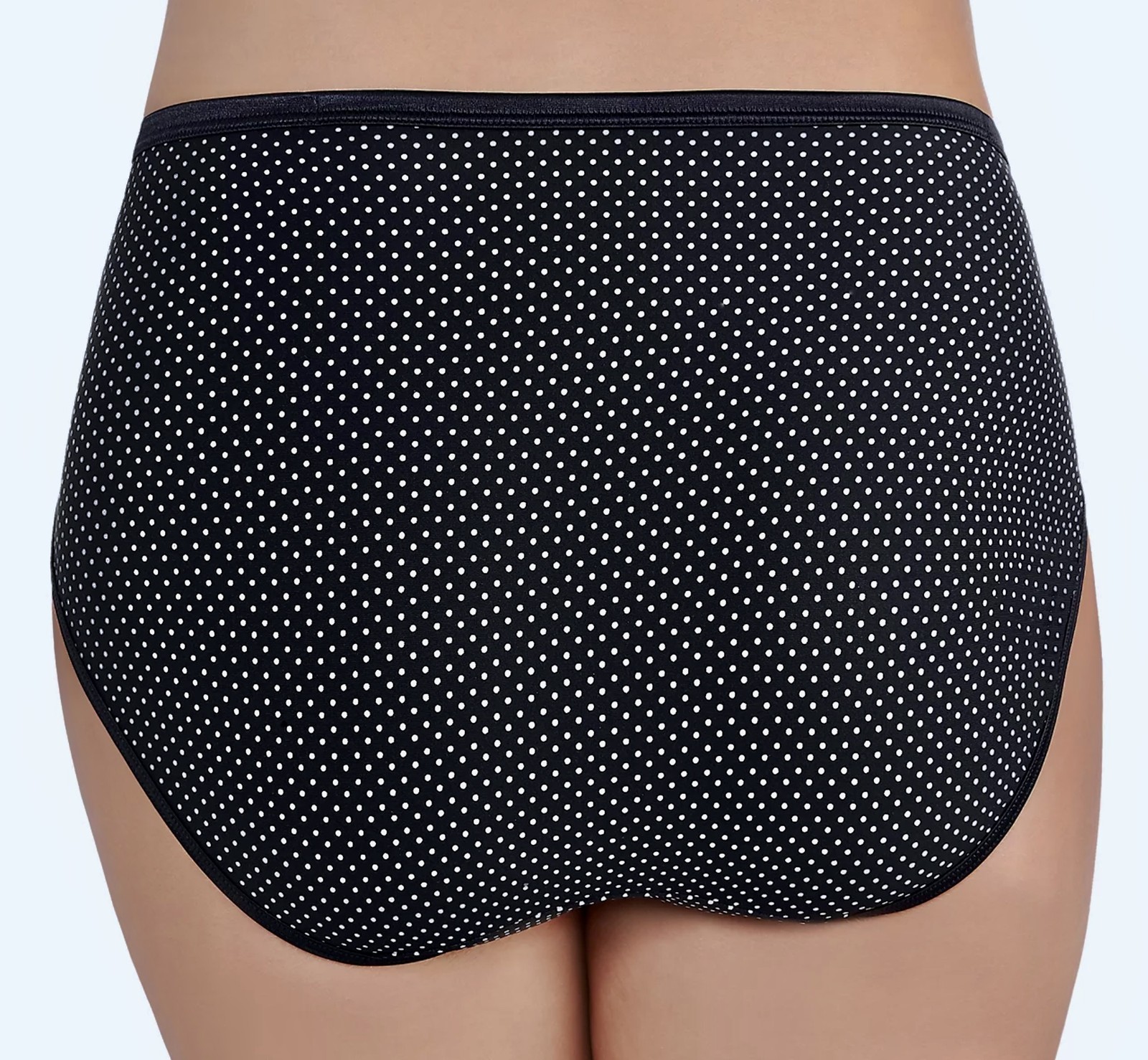 VANITY FAIR Shine Illumination Black White Dot Hi Cut Brief Panty Womens M 6 L 7