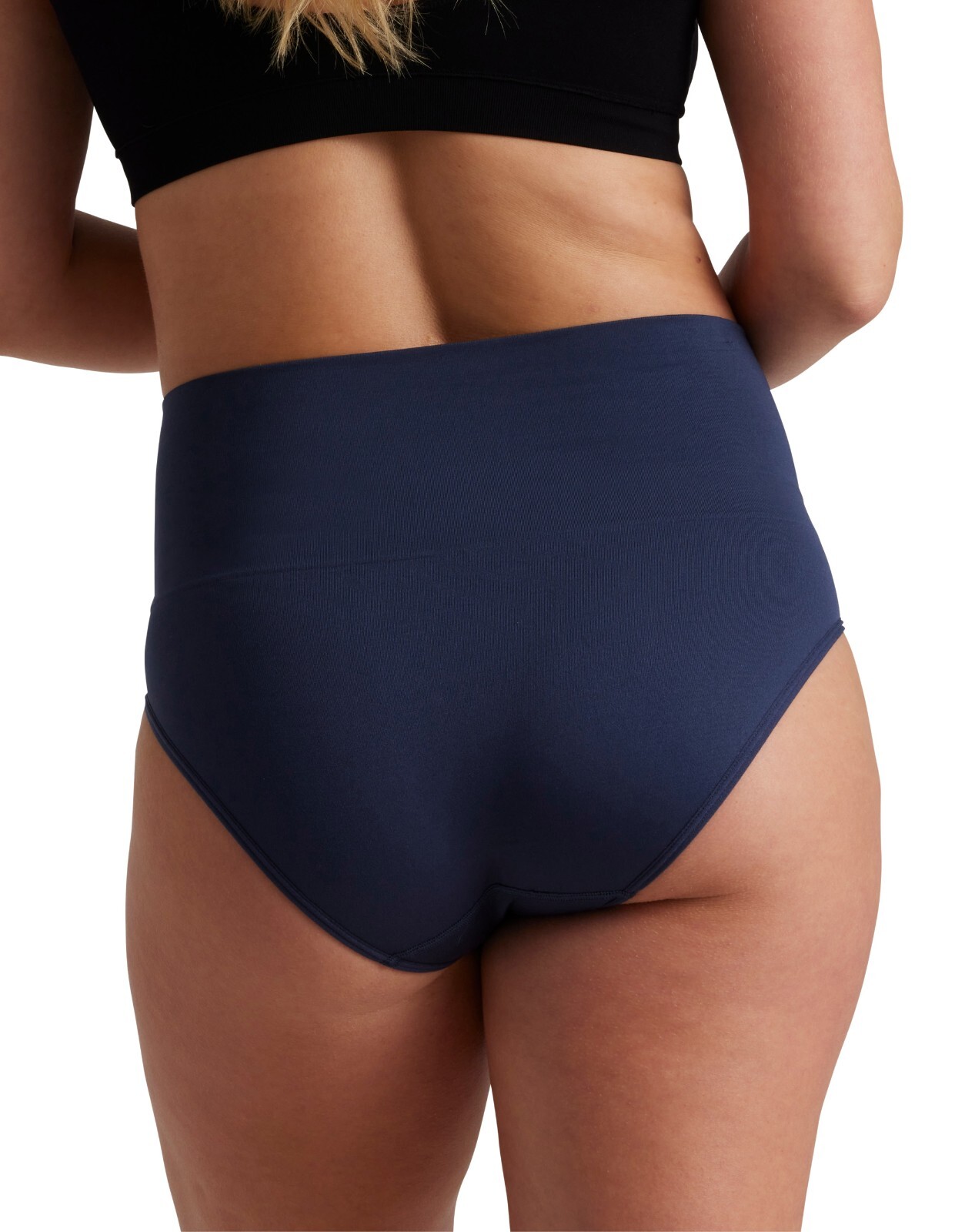 Ambra 2 Pack Smoothies Full Brief Light control Top Knickers In Navy/Lemonade