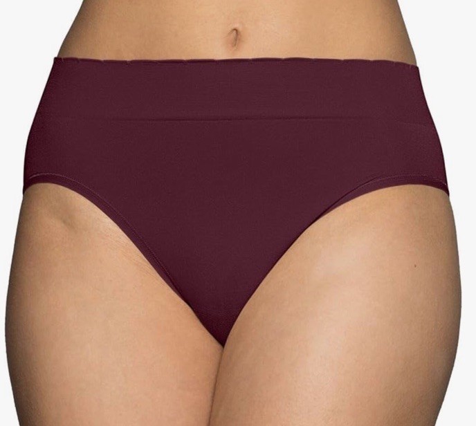 Vanity Fair 13217 Women’s No Pinch No Show Hi-Cut Brief Panty Red Maroon Sz 7 L