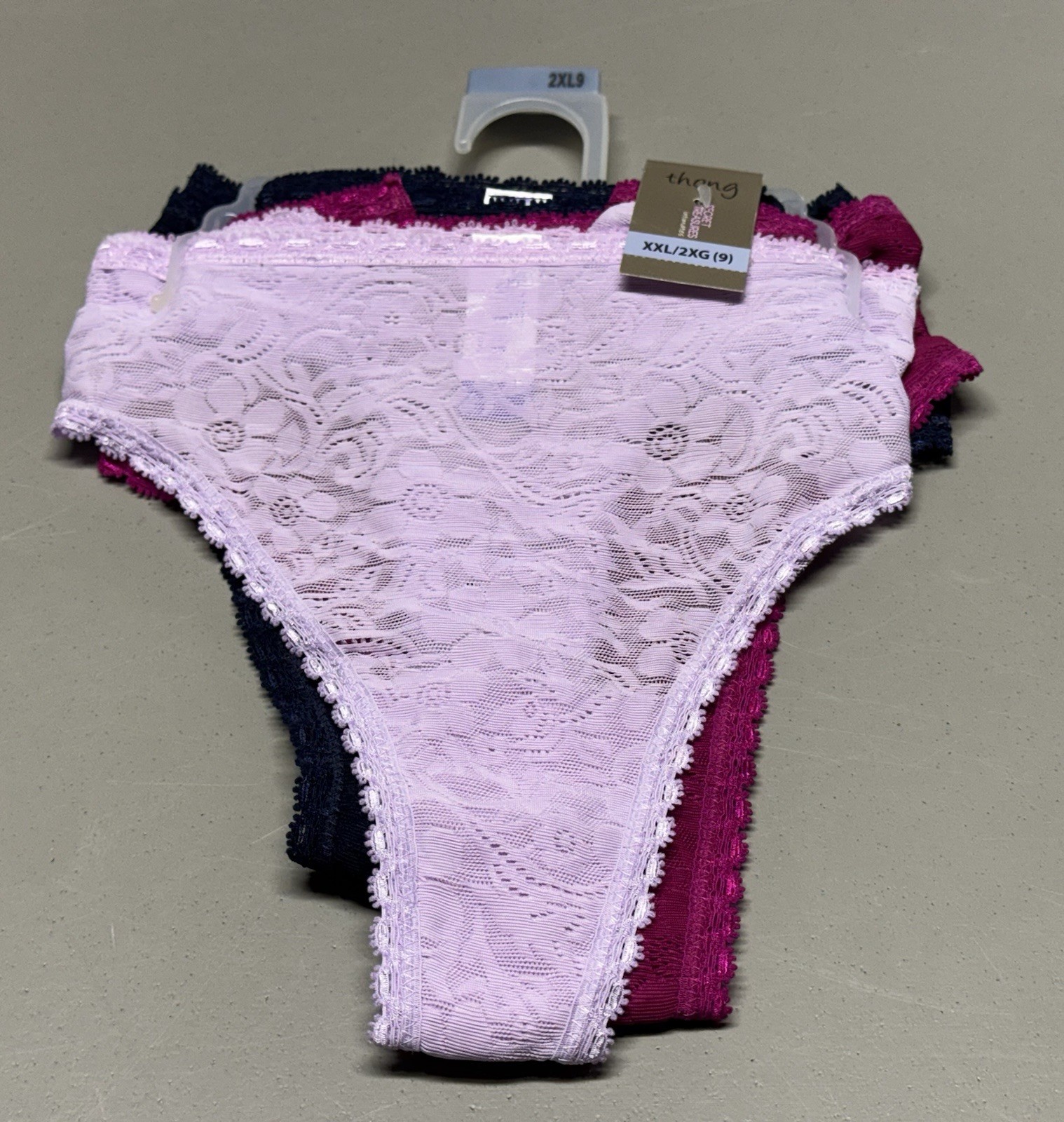 NWT Secret Treasures Floral Panties PLUS Thong Sheer Lace Multicolor XXL 9