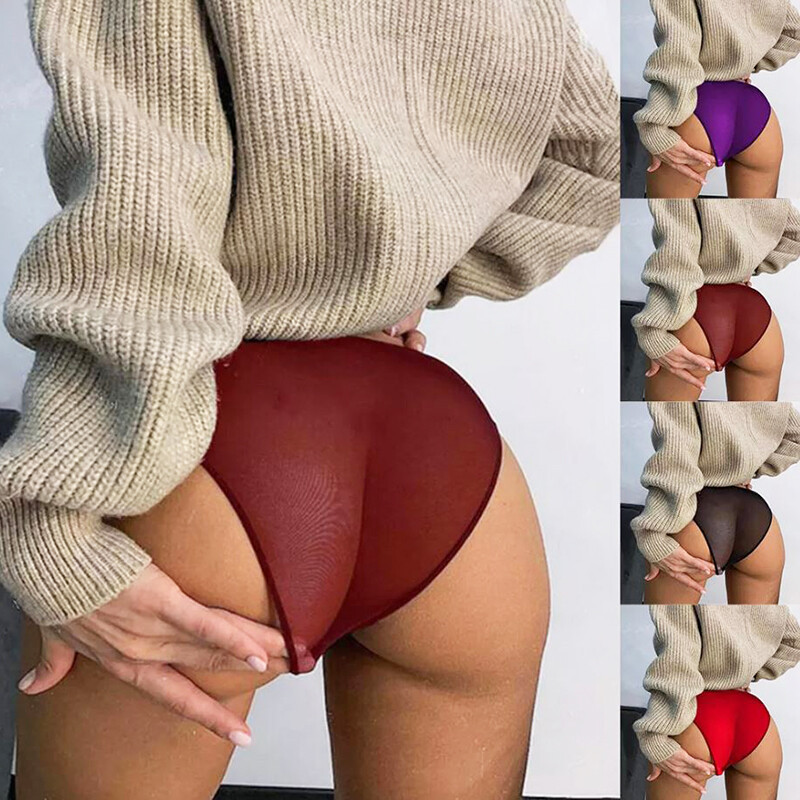 4 Pack Lot Sexy Womens Transparent Brief Sheer Panties Thongs Lingerie Underwear