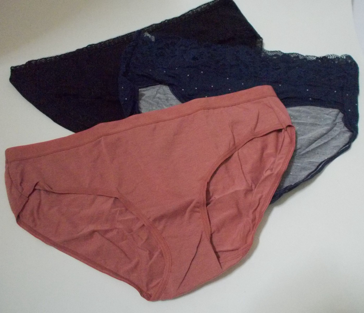 NWT SOMA Lot of 3 Black Navy Dot Clay Hipster Panties Underwear Sz L