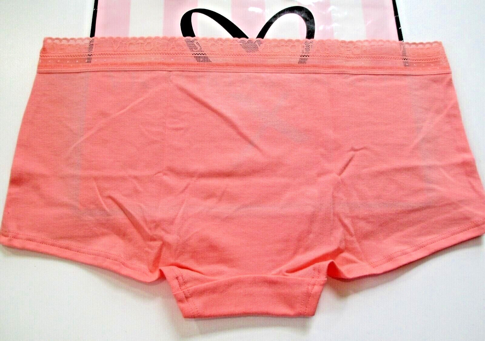 VICTORIA’S SECRET Cotton Boyshort Panty XL Orange NWT Mesh Trim VS Shortie