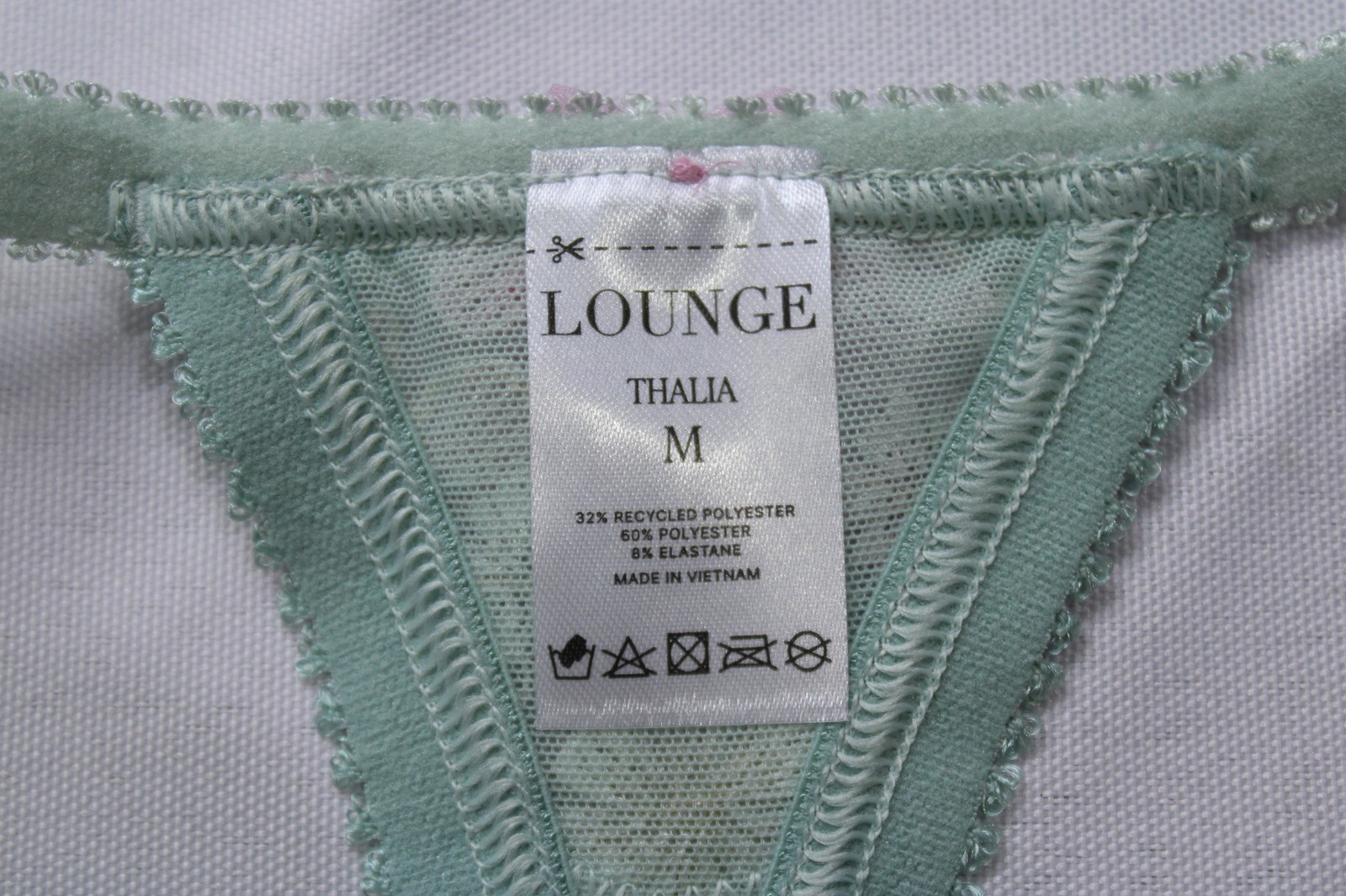 Lounge Women’s Embroidered Lace Thalia Thong and Suspender Set ZG3 Green Medium