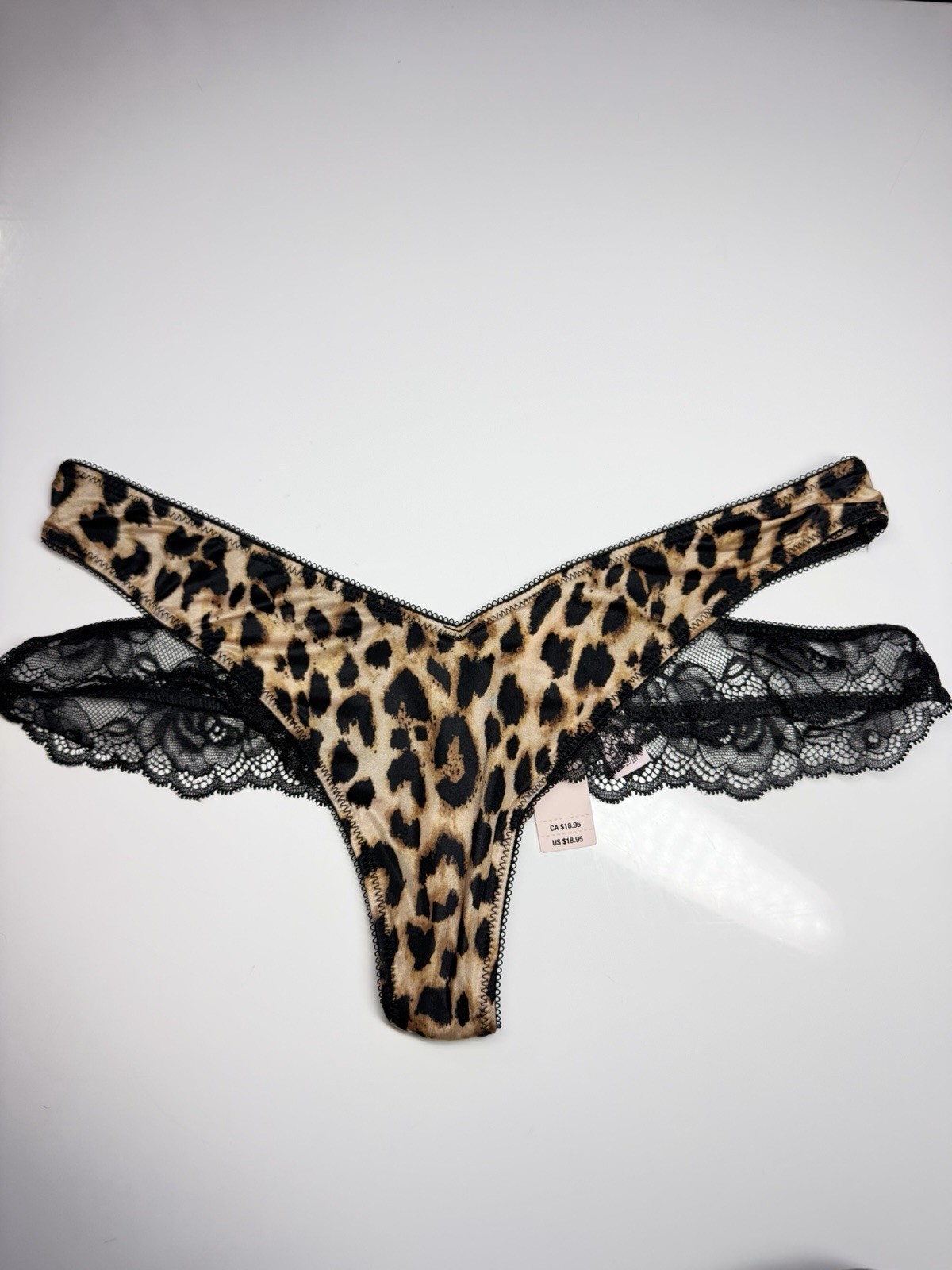 Victoria’s Secret Leopard Print Strappy Lace Thong Panty Size S NEW