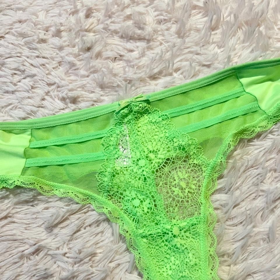 Neon Green Lace Delicate Egirl Rave Lingerie Thong Panties Women’s M Y2K Femme