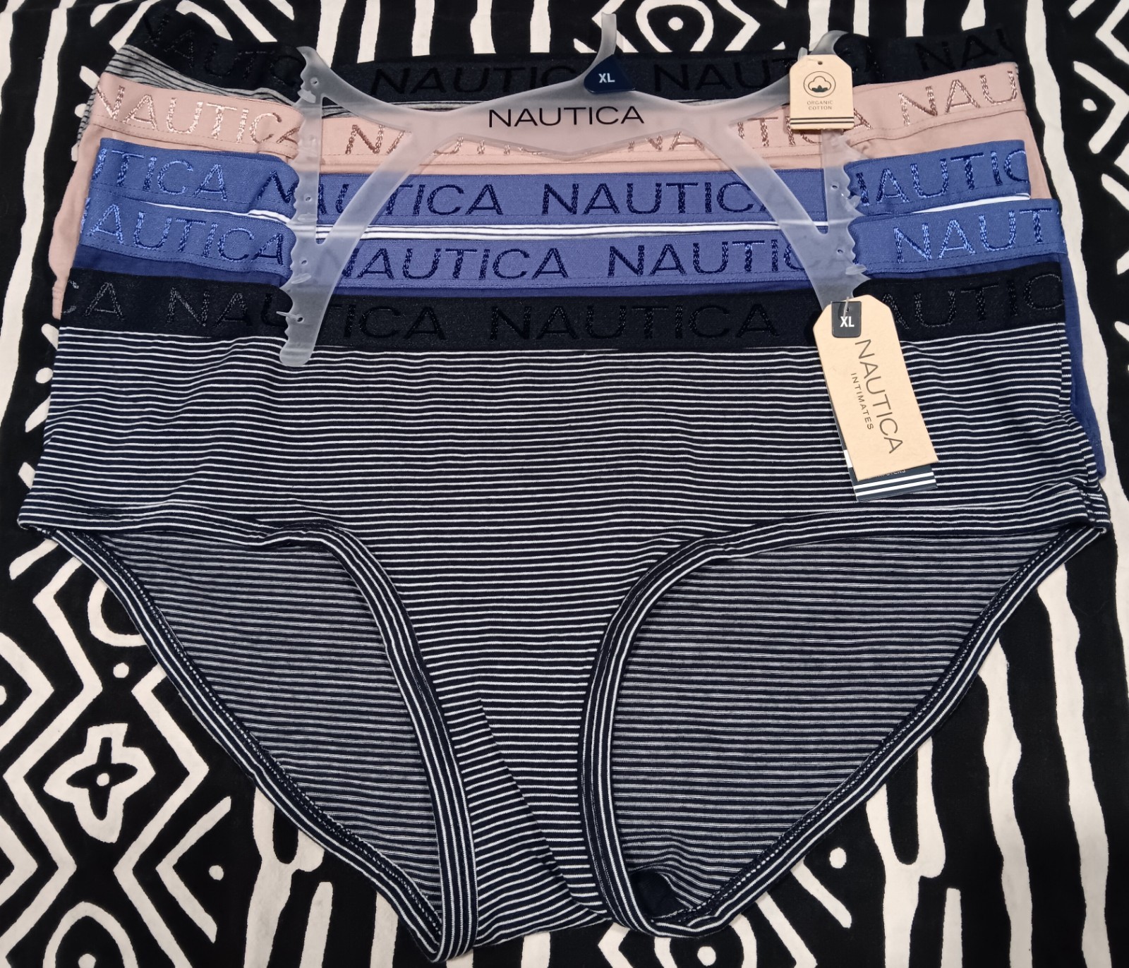NAUTICA Intimates Sz XL Organic Cotton HIPSTERS Black Gray White Blue Nude NWT