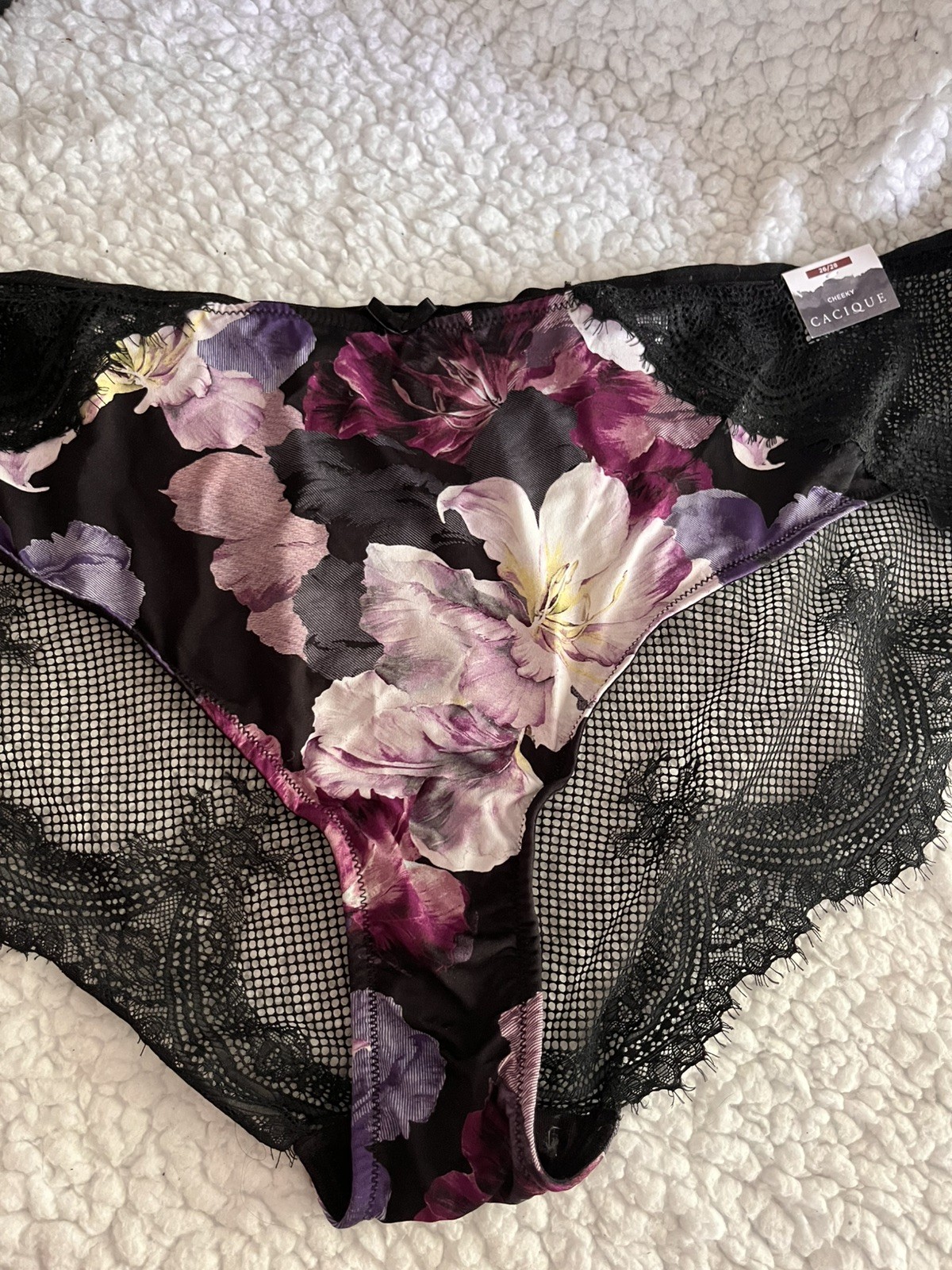 Lane Bryant CACIQUE Sexy Back – Lace Cheeky Panty – Purple floral -NEW w/tags