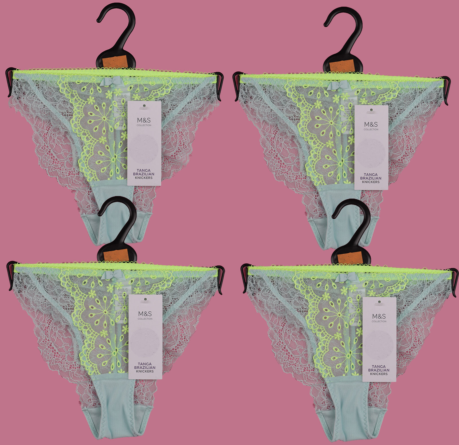M&S Brazilian Knickers Multicoloured Womens Size 10 x4 zz