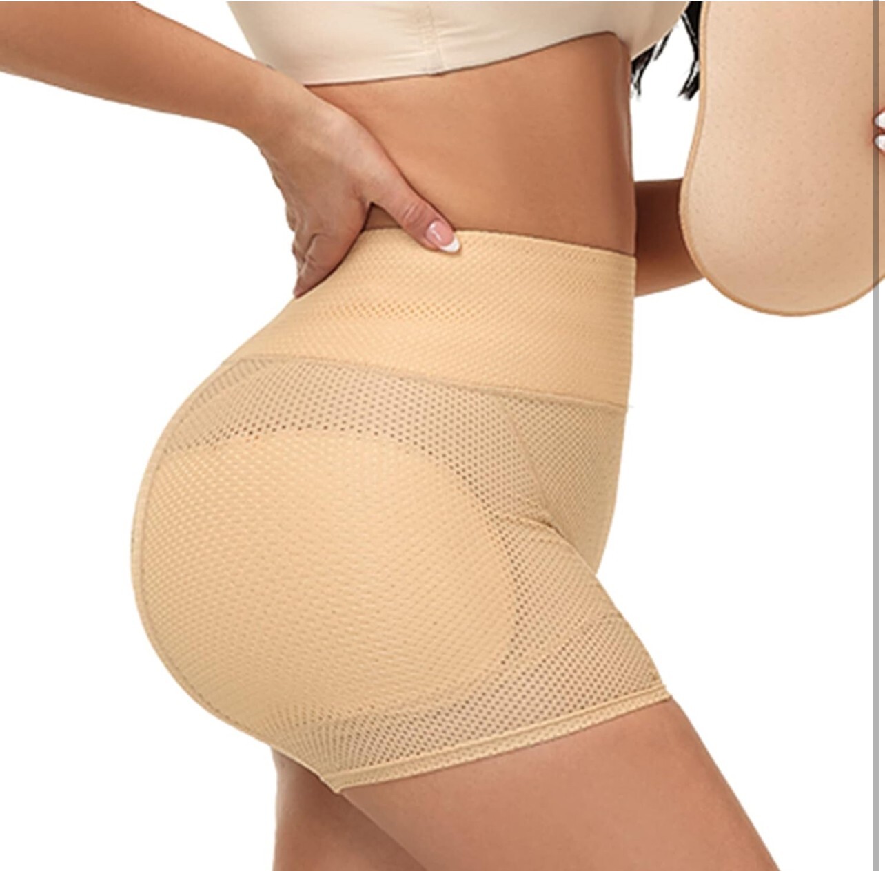 NWT~ Lu’s Chic sz M Padded Thigh Butt Lifter Panties Tummy Shaper Mesh Nude N24