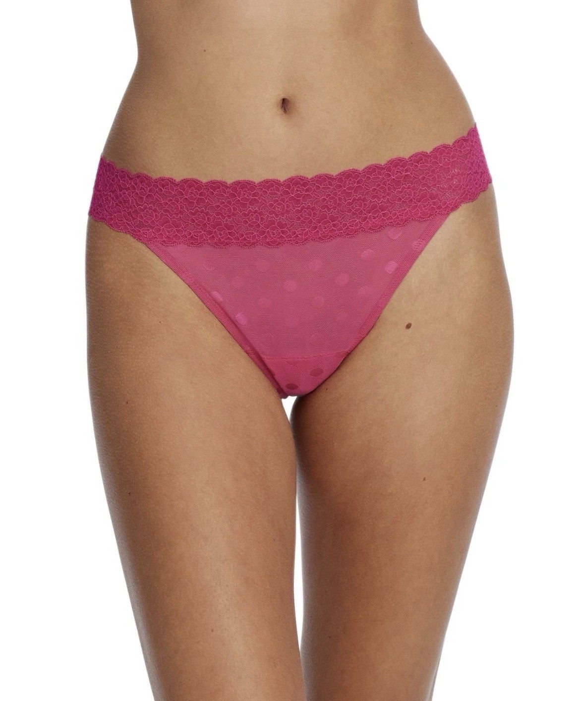 Skarlett Blue Women’s Low Rise Comfort Thong Stretchy Dot Lace Trim Waist Sz-XL
