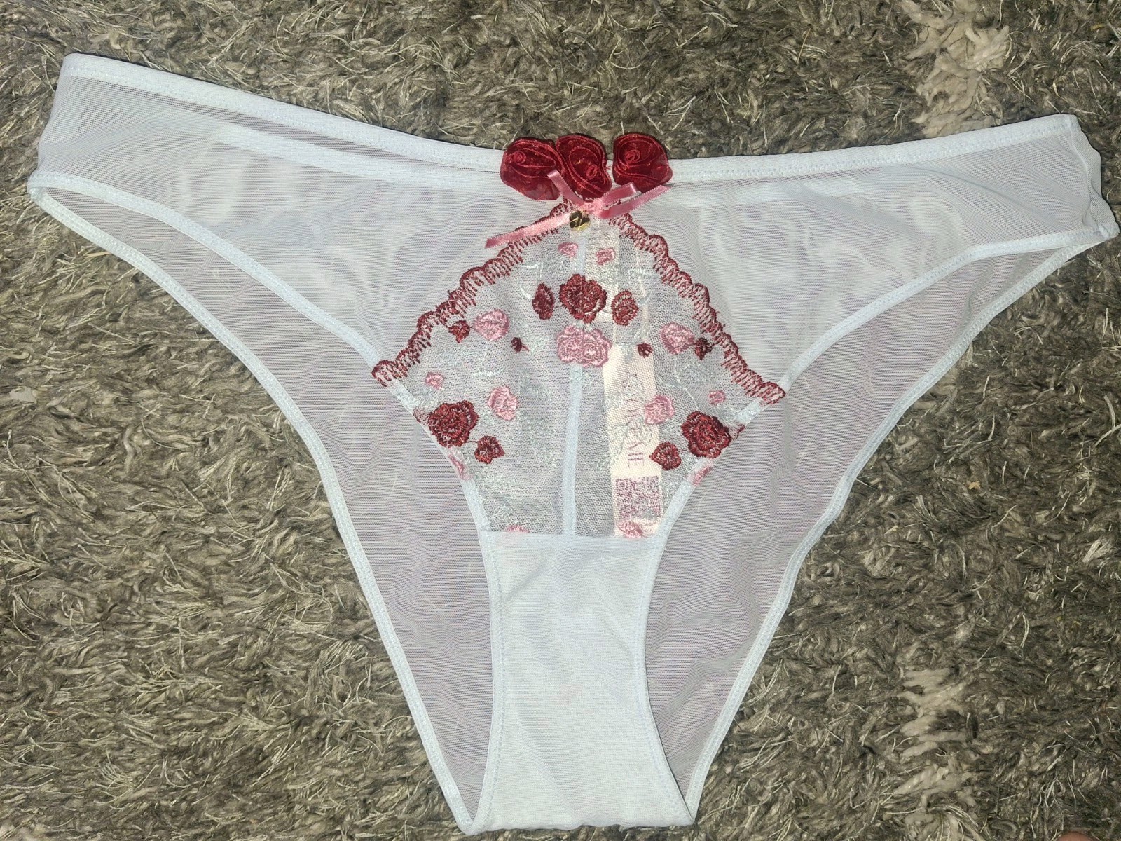 Adore Me/VS Floral Detail Brazilian Panty NEW Large Pale Aqua