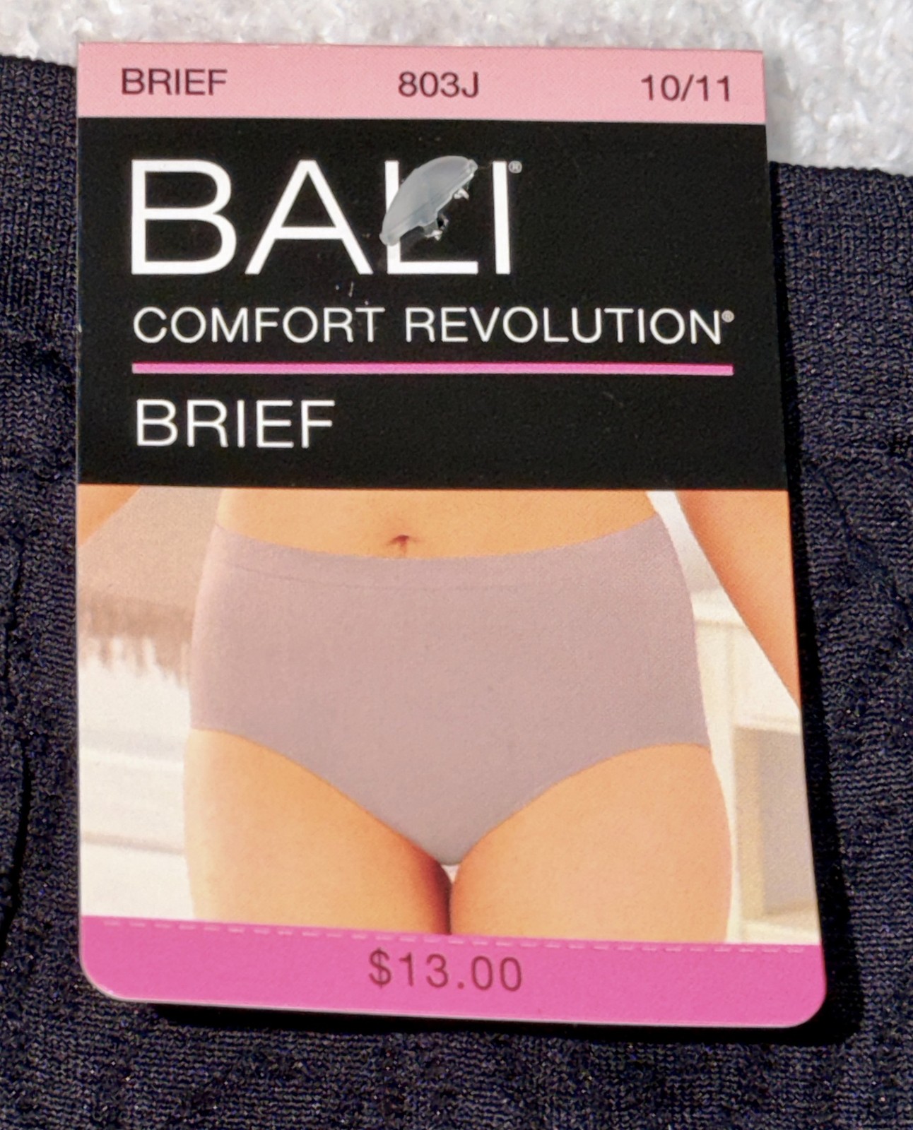 BALI Comfort Revolution Seamless Damask Black Brief Panty Womens 6 7 8 9 10 11