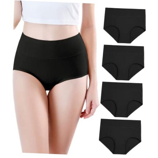 Women’s Modal Underwear Soft High Waist Briefs Ladies Panties 4 X-Small Black