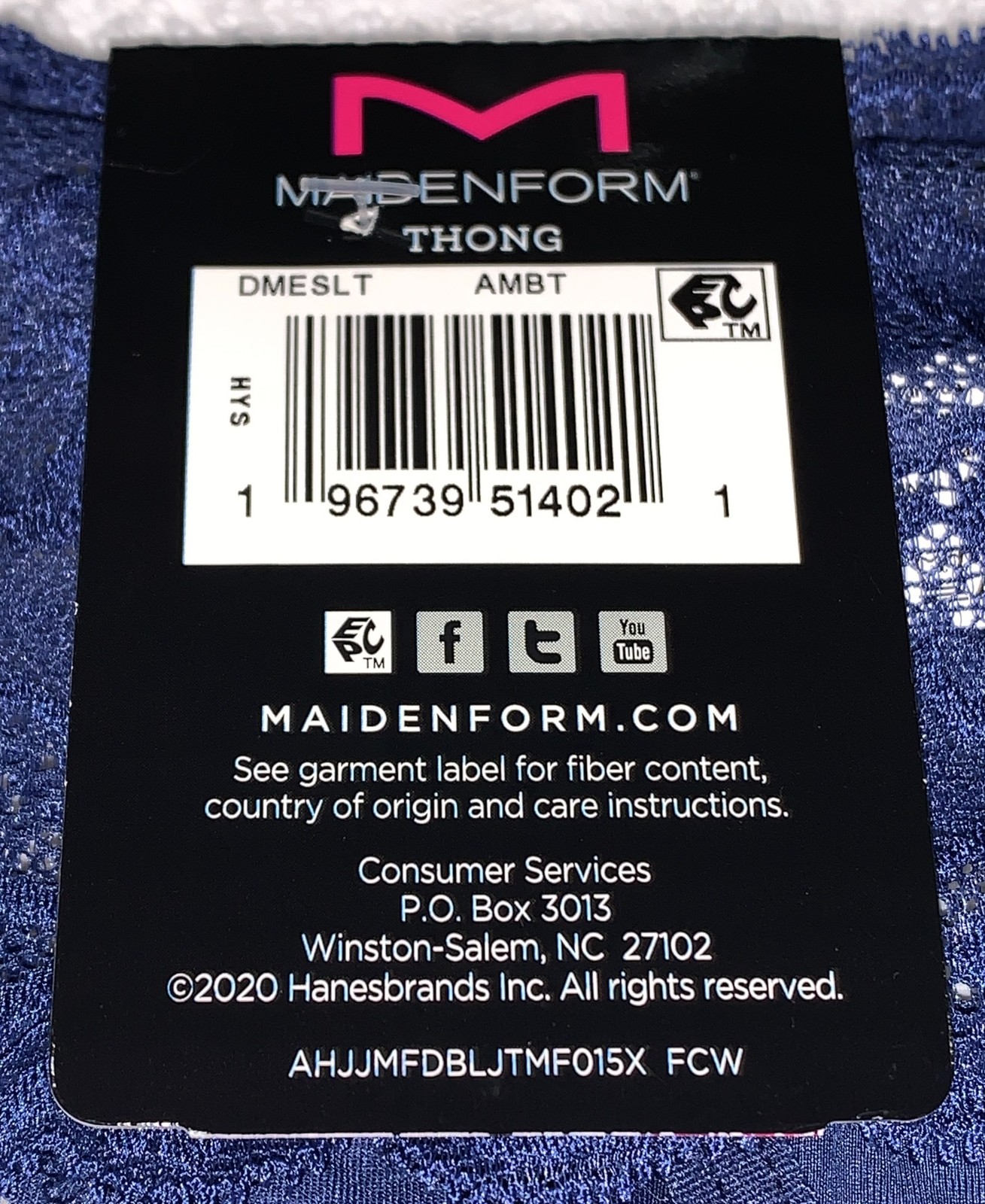 MAIDENFORM Sexy Must Haves Luxurious Bloom Lace Navy Thong Panty Womens S XL 2XL