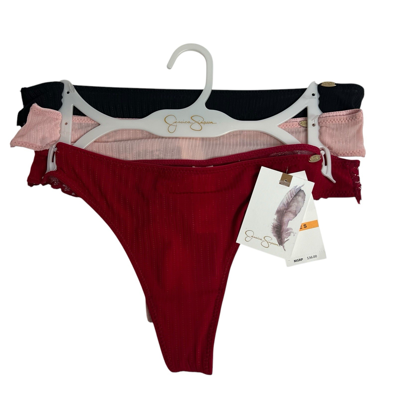 JESSICA SIMPSON Women’s Panties Size Small Pkg/3 Ultra Flirty Thong Multi Colors