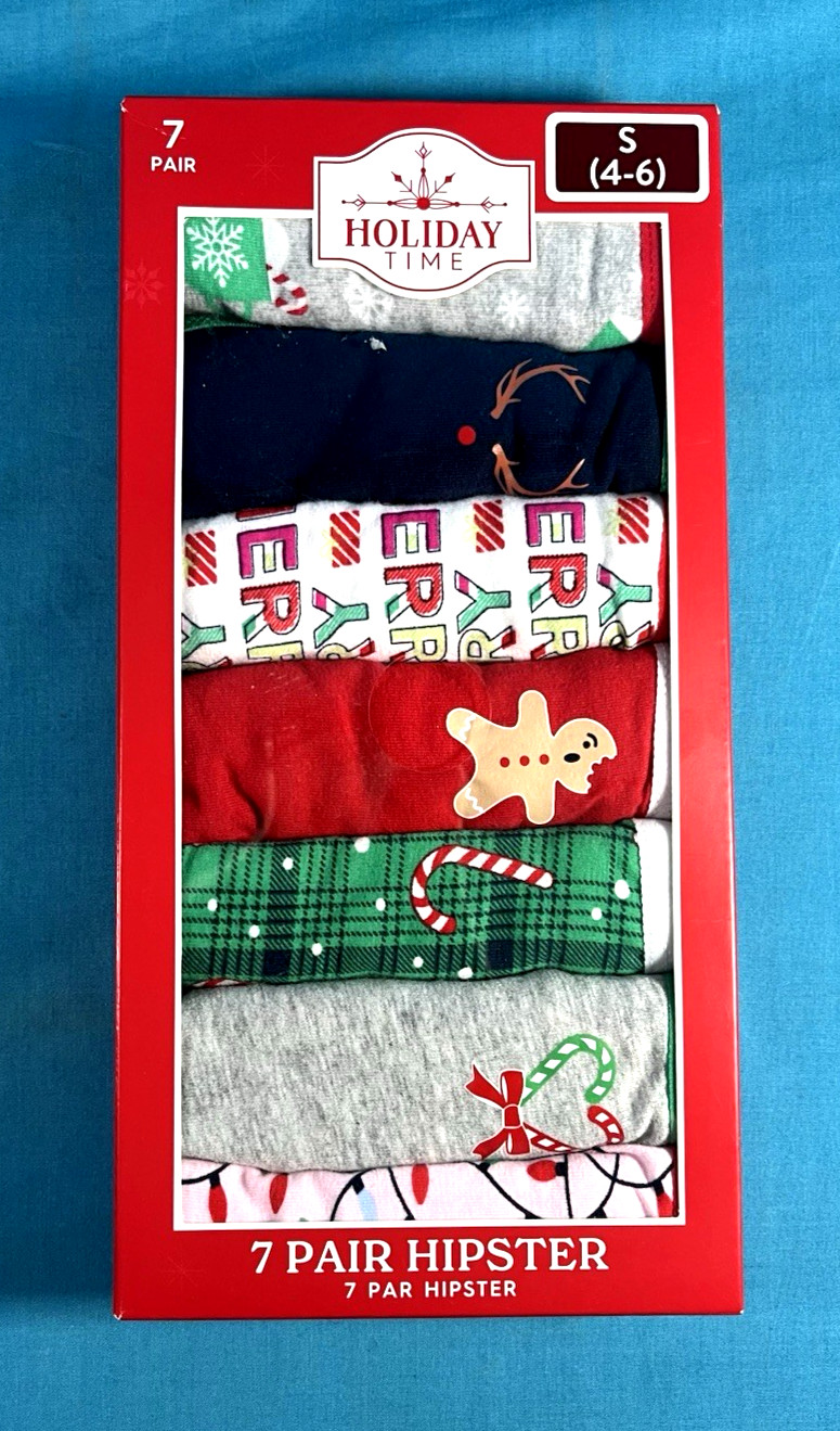 NIB~HOLIDAY TIME Christmas Hipster Underwear~ 7 Pack Women size S (4-6) Panties