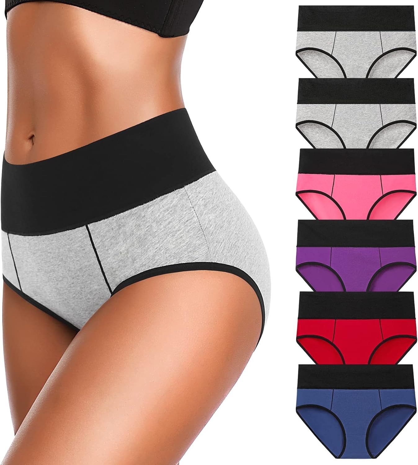 Underwear for Women Cotton High Waist Panties Full Coverage Briefs Soft Strec…