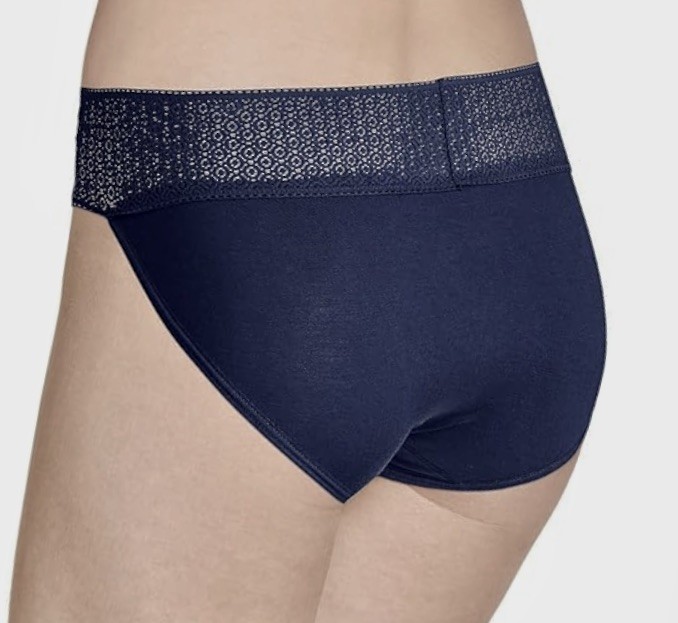 JOCKEY Soft Touch Lace Waistband Navy Blue Bikini Panty Womens Sz M 6 L 7 2XL 9