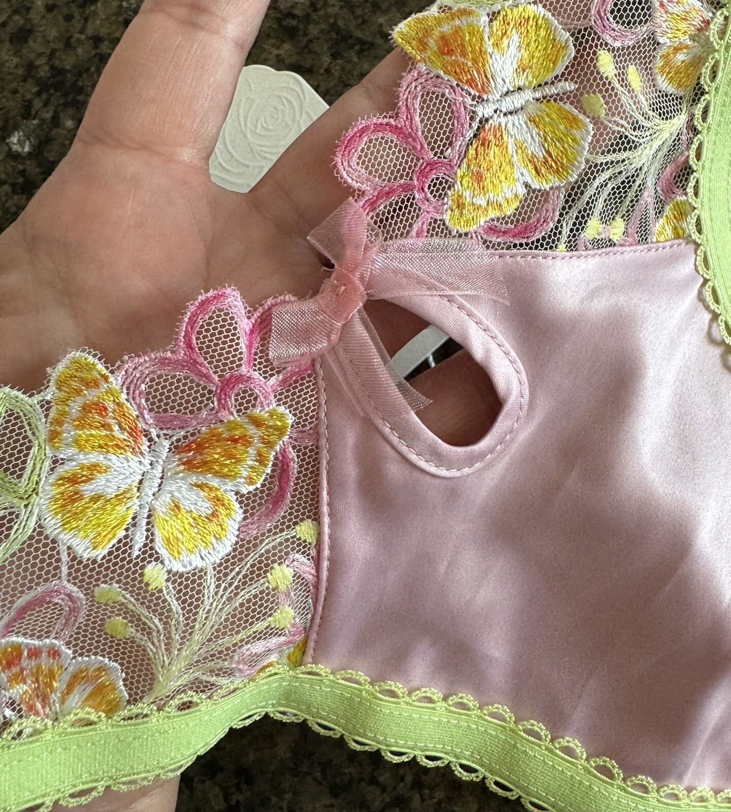 FOR LOVE & LEMONS Victoria Secret Sunset Butterfly Embroidery Thong Panty XL