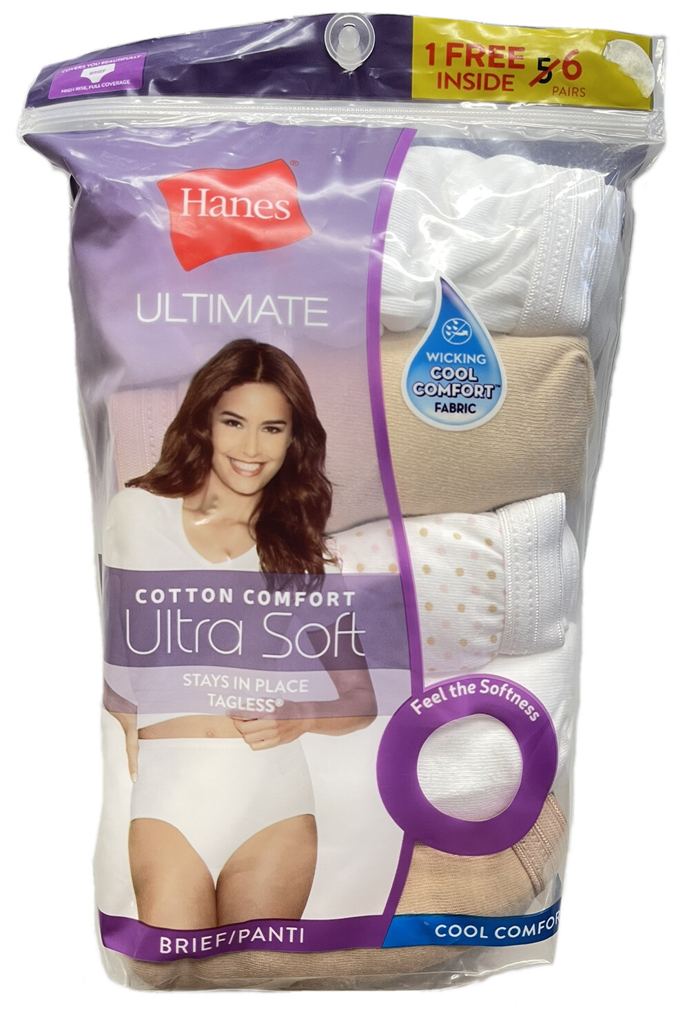 Hanes Women’s 6 Pack Ultimate Cotton Comfort Ultra Soft Brief / Panti Underwear