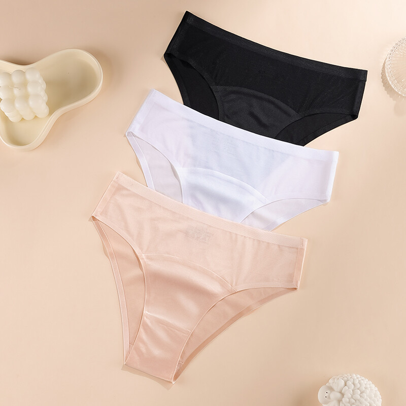 3PCS/LOT Sexy Womens Silky Satin Panties Thongs Sheer Bikini underwear Lingerie