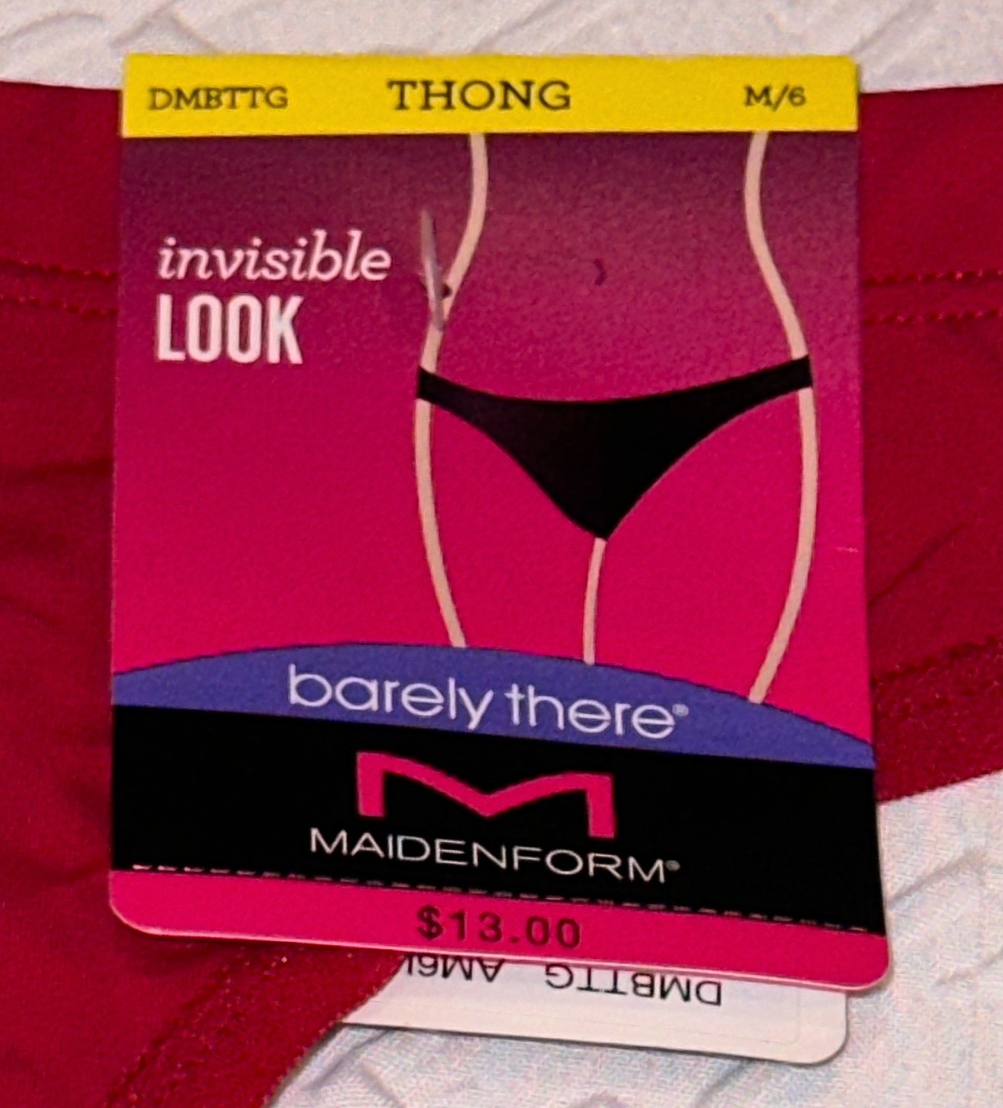 MAIDENFORM Barely There Invisible Look Camera Red Thong Panty Womens Sz M 6