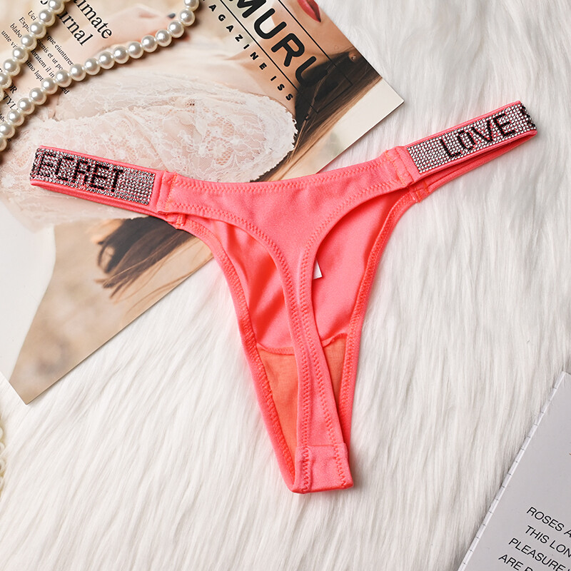 Pack Of 5 Sexy Womens Satin Panties Thong G string Brief Glitter Strap Underwear