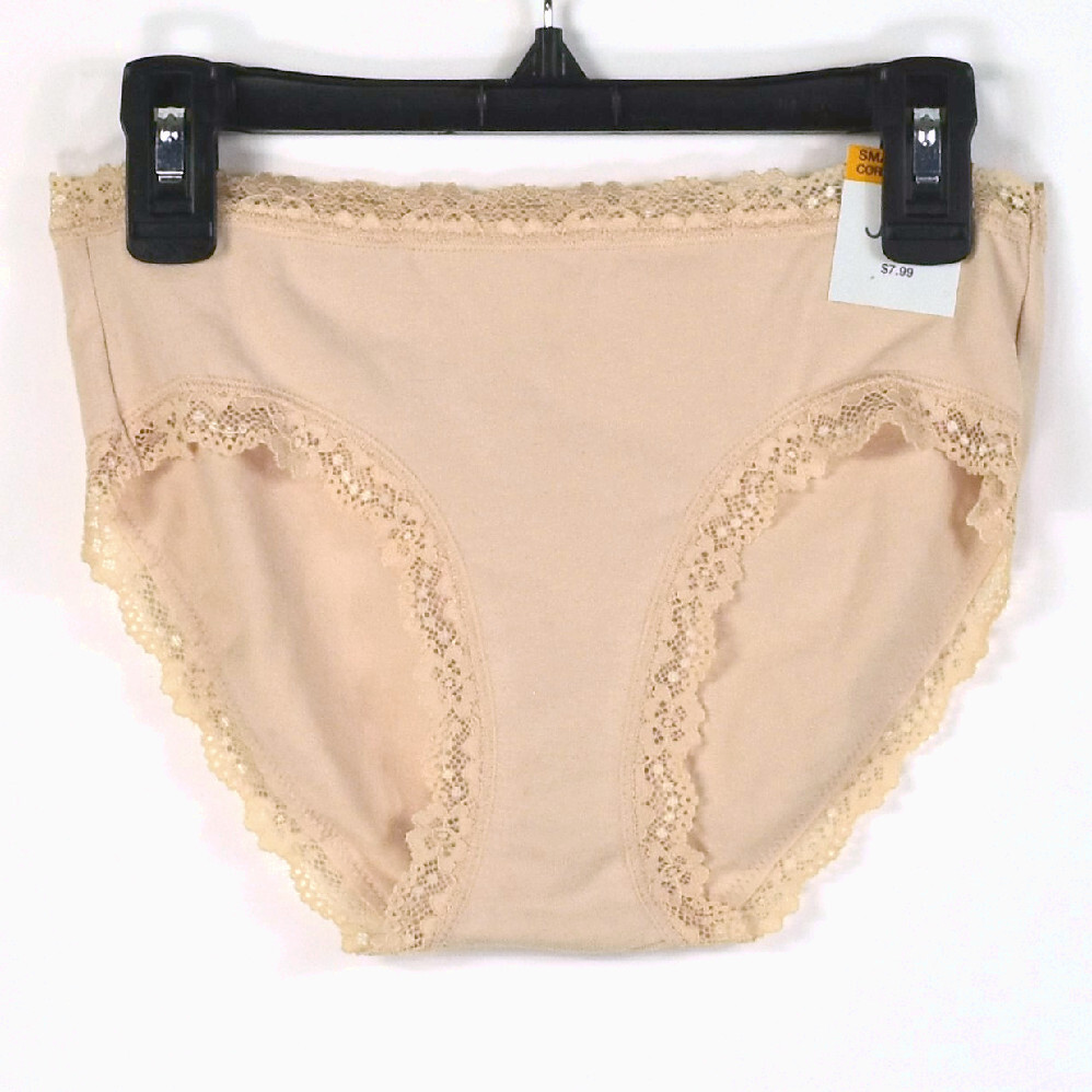Jenni Womens Cotton Blend Lace Trim Hipster Solid Choose Size & Color New Panty