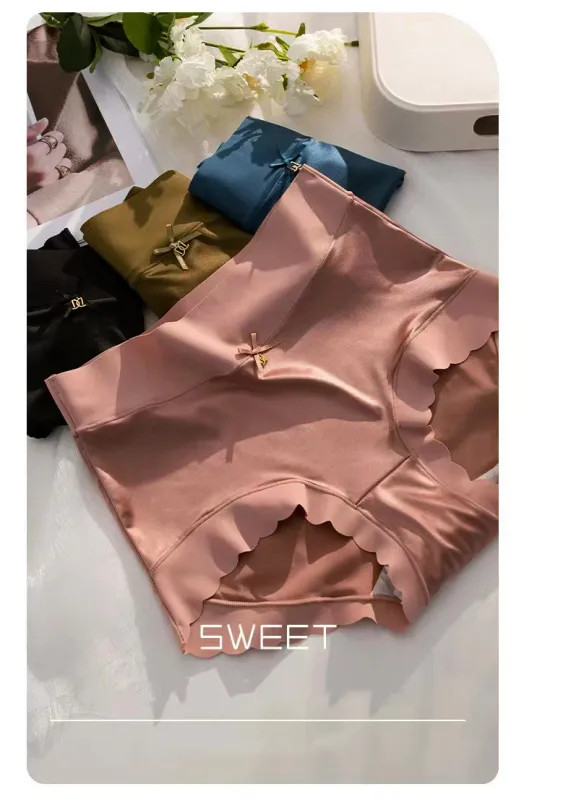 Womens Ice Silk Panties Seamless Soft High Waist Briefs Stretch UK
