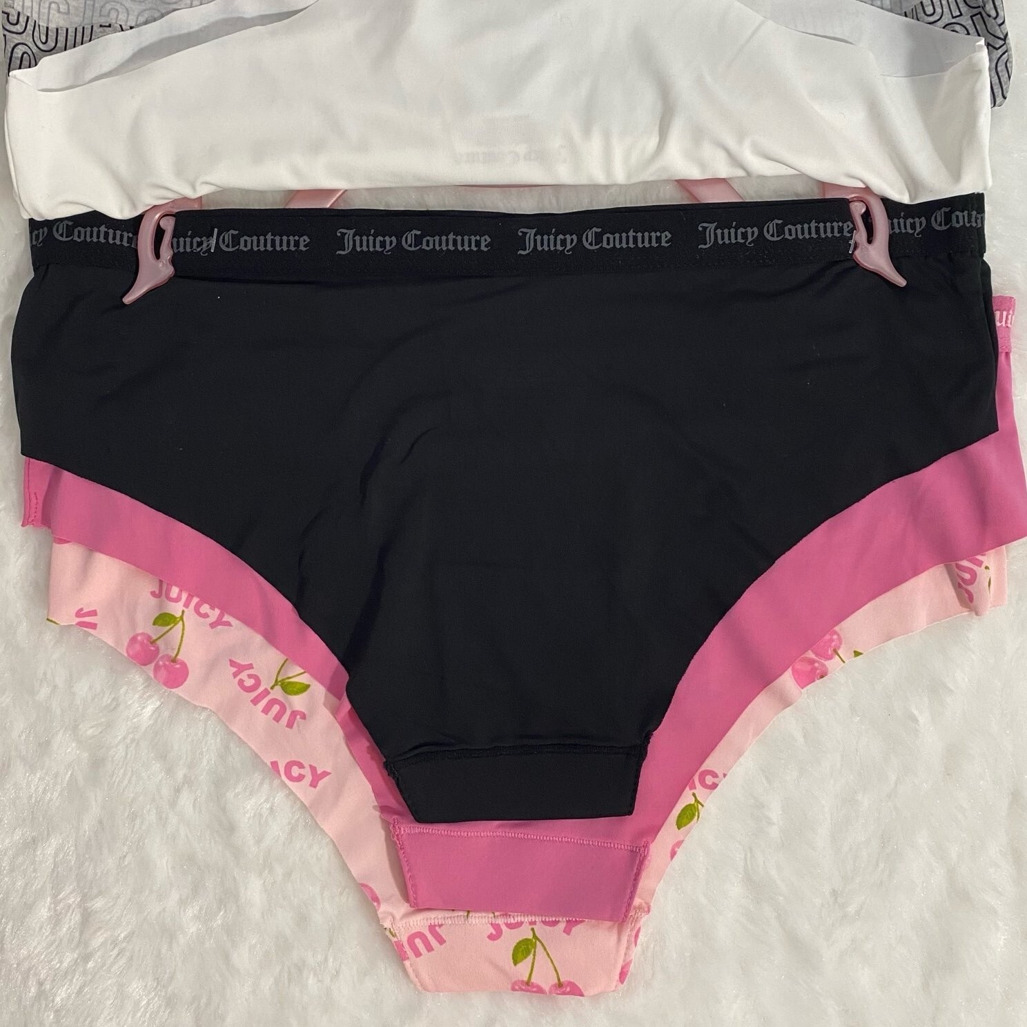 Juicy Couture Bikini Brief Pink, Black, White, Gray Logo 5 Panties Set Size L