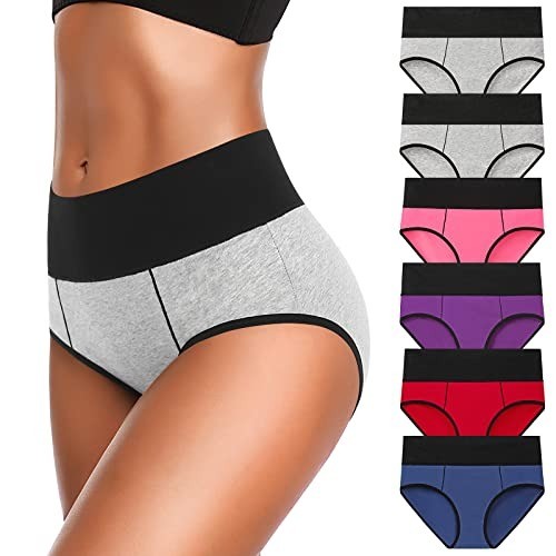 Underwear for Women Cotton High Waist Panties Full Coverage Briefs Soft Strec…