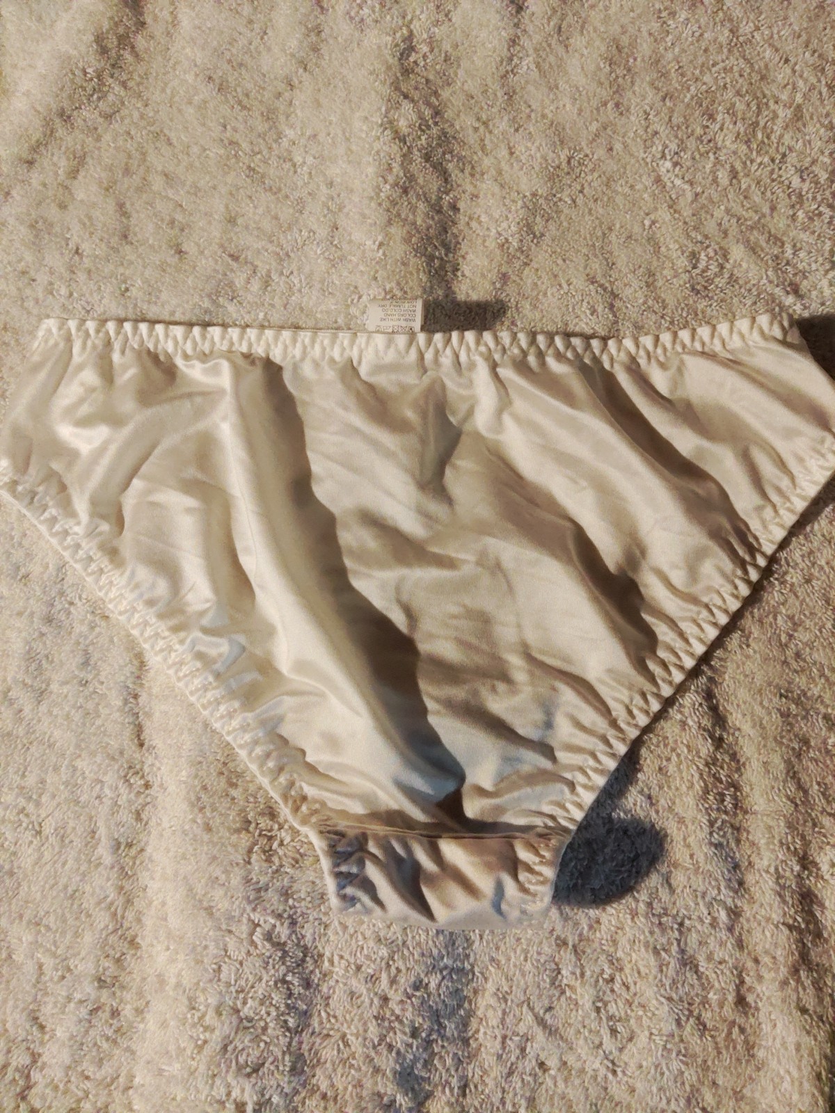 New! Unbranded White Satin With Rhinestones Polyamide Panty Size M Silky Soft