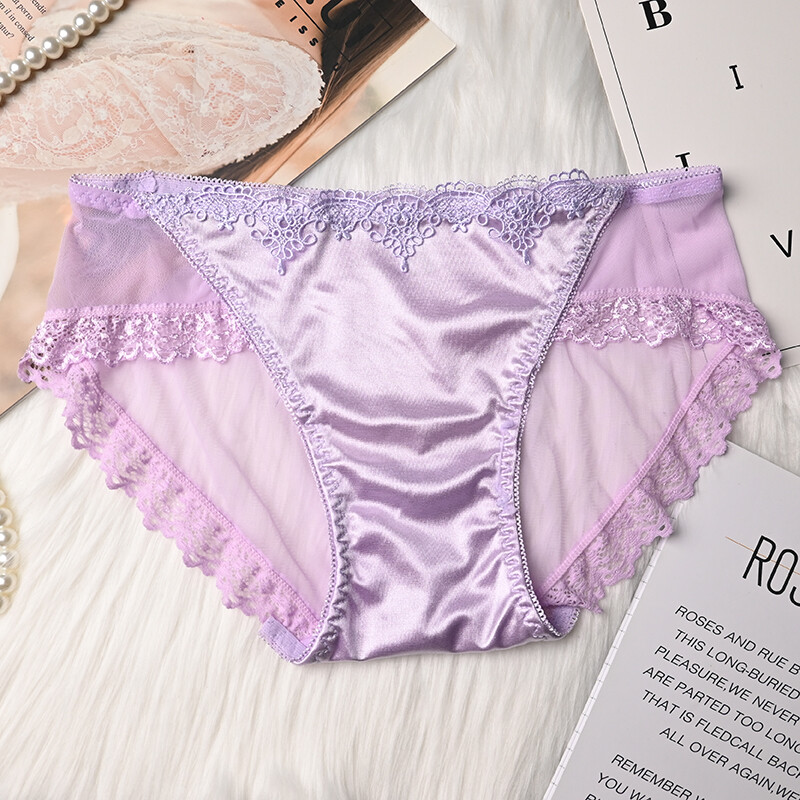 6 Pack Lot Sexy Women Lace Satin Panties Brief Sheer See Through Underwear Sissy