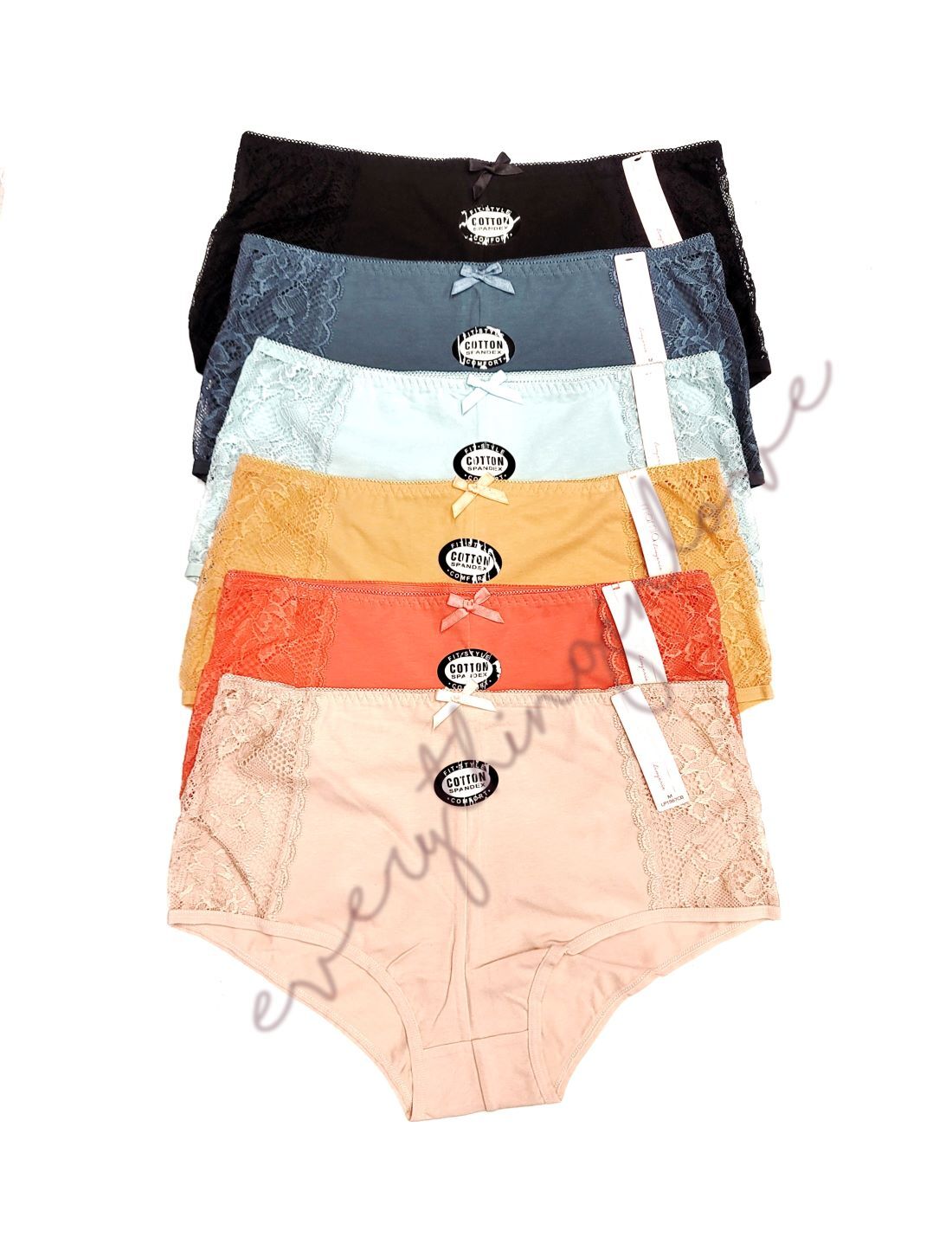 Women Soft Stretch Comfortable Cotton Side Lace Hipster Bikini No Show panties