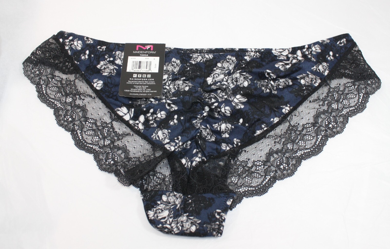 NWT set/3 MAIDENFORM comfort devotion TANGA LACE ROYAL BLUE BLACK FLORAL 2XL