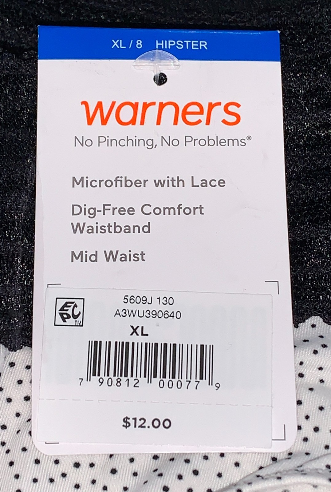 WARNERS No Pinching No Problems Lace White Black Hipster Panty Womens M L 2XL