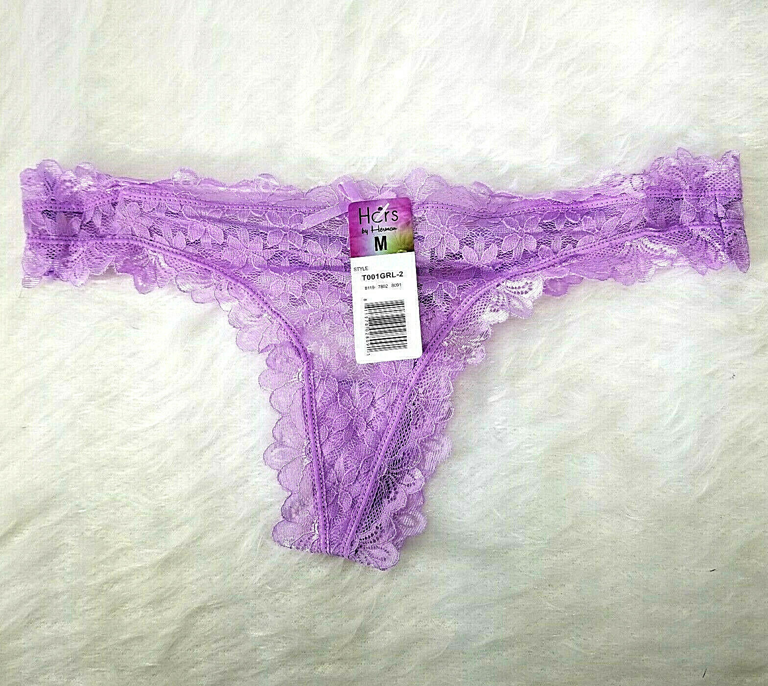 Hers by Herman Lace Thong Panty Set 2 Pack Lilac / Grey Sz M
