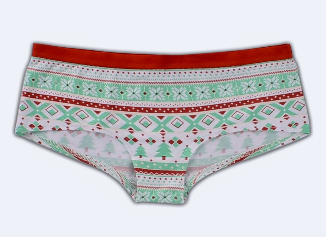 TIPSY ELVES Fair Isle Print Hipster Christmas Panty White Red Green Womens Sz XL