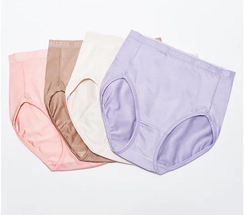 Breezies Set of 4 Nylon Microfiber Hi-Cut Panty-Lilac-Medium-A287800-NEW