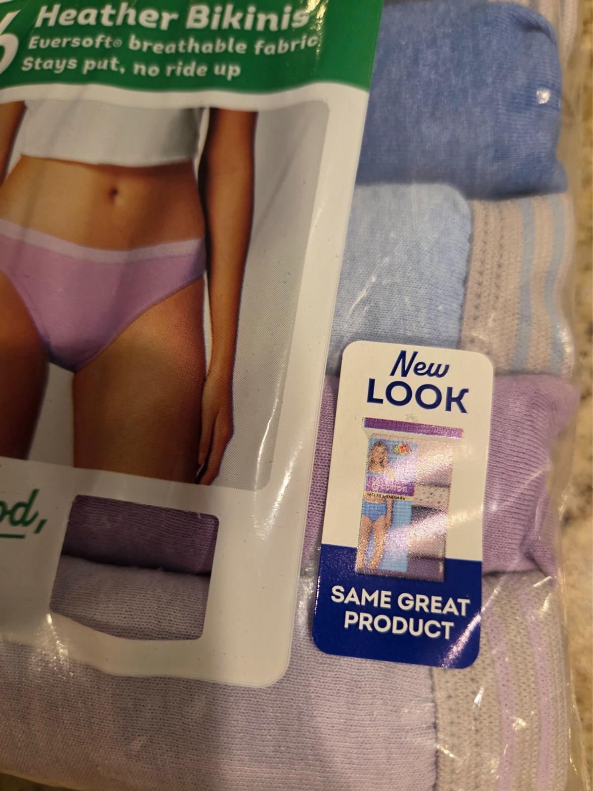 New! Fruit Of The Loom Womens Heather Bikinis 6-Pack Size 9/2XL Pant Size 16-18
