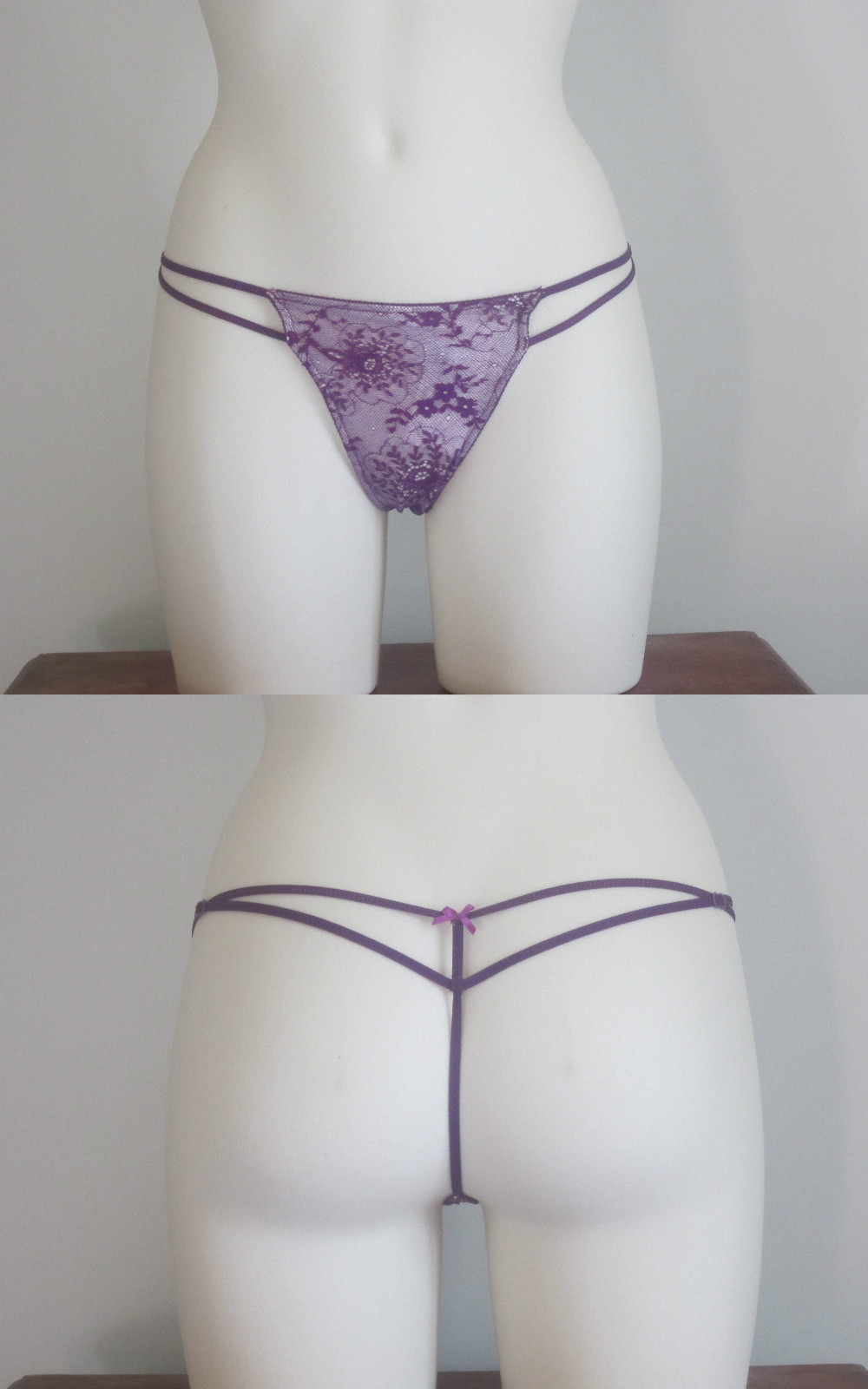 Thong Lace Fishnet Double Purple T2 Millesia